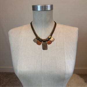 Marjorie Baer SF handmade sculptural necklace hammered silver and Bronze